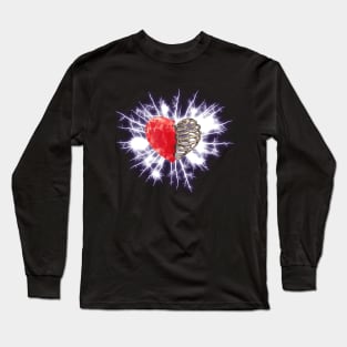 Flashes of light and Skeleton rib heart, Broken, blood heart, watercolor design rib heart Long Sleeve T-Shirt